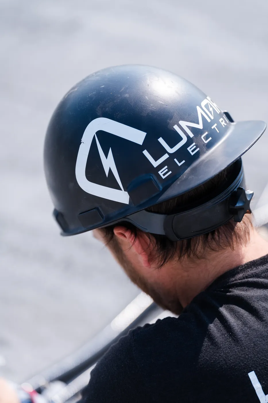 A LuMar Electric hard hat on the job